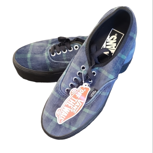Vans Authentic Velvet Plaid Stackform Sneakers Platform NEW - Picture 1 of 7